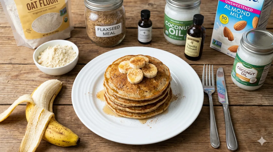 A stack of banana almond flour pancakes